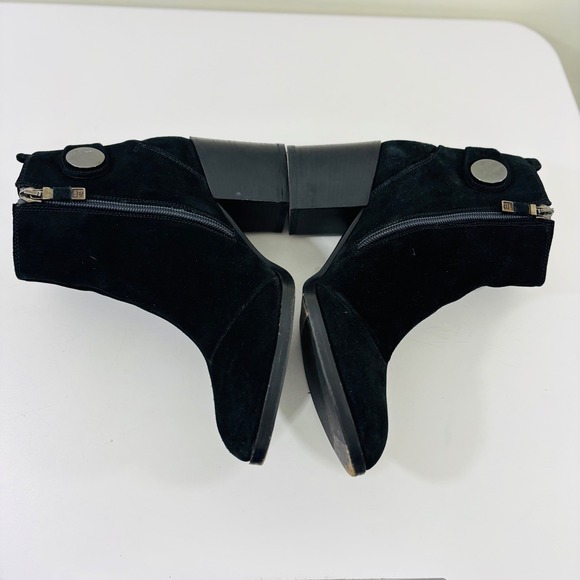 Alberto Fermani Women's Black Suede Heel Leather Ankle Boot Snap Italy Made 6.5 - Picture 5 of 9